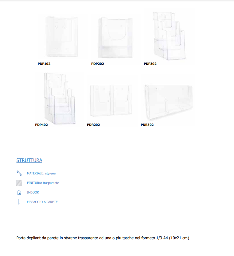 Portadepliant da parete 3 tasche 1/3 A4 Verticale
