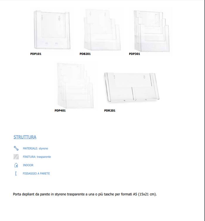 Portadepliant da parete 4 tasche 1/3 A4