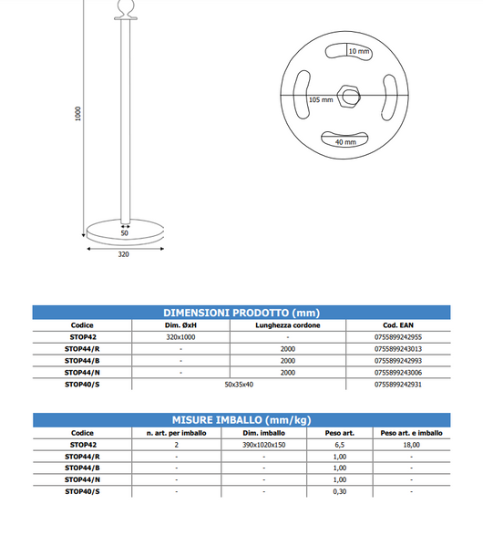 Cordone intrecciato 2mt con moschettoni silver Blu