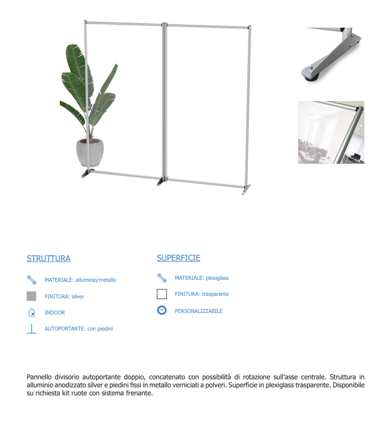 Pannello divisorio doppio in plexiglass per Aziende Uffici Studi Medici