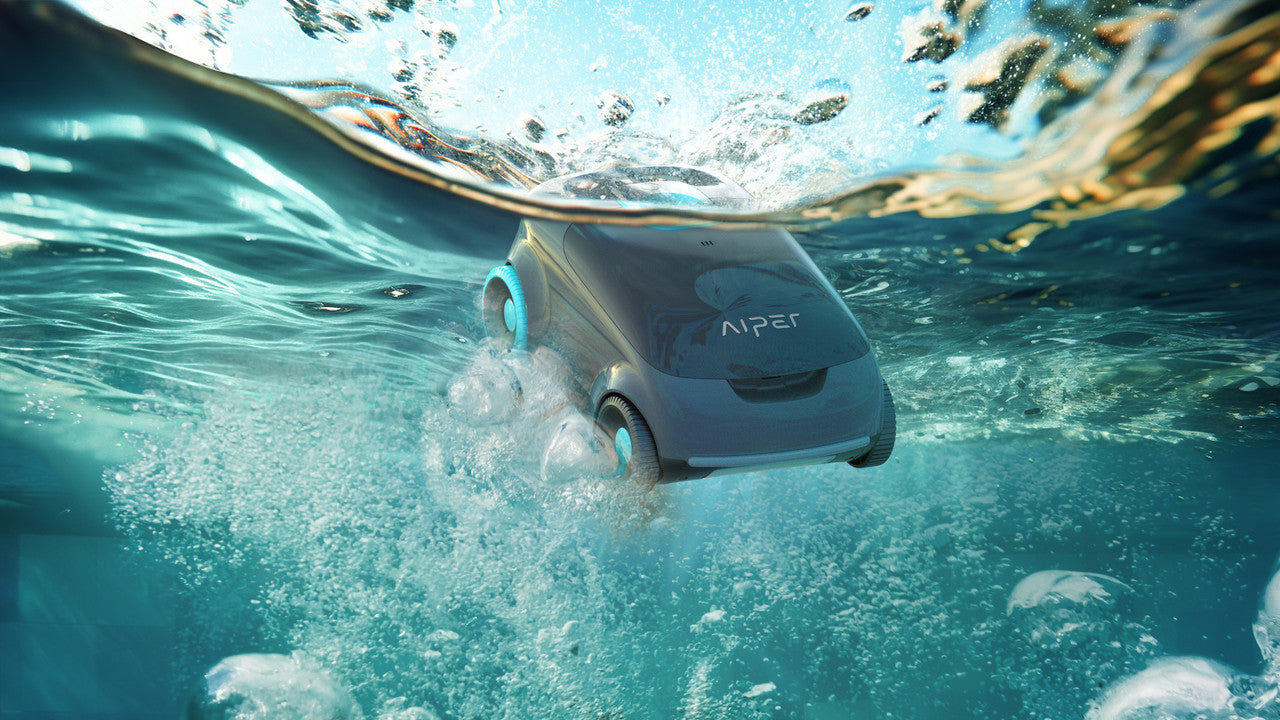 AIPER Scuba E1 Robot Piscina Senza Fili Ultra-Fine Doppia Filtrazione, 100-130 Minuti Autonomia, Sistema Tri-Motore Aspirapolvere Piscina, 2-3 Ore di Ricarica Ideale per Piscine Fuori Terra 100„é°