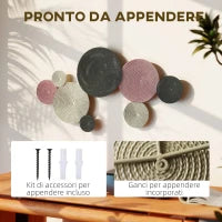 Wall Art a 8 Dischi 3D in Metallo, 110x7x58 cm, color Bronzo, Arancione e Giallo