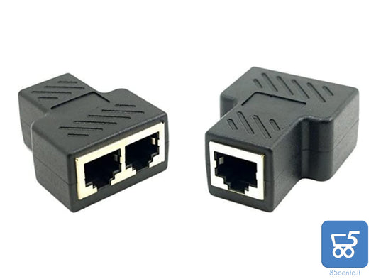 Sdoppiatore Splitter RJ-11 RJ-12 da 2 Porte per Sdoppiare il Cavo Telefonico Cornetta 4p 6p Femmina Femmina - Confezione da 2 pezzi