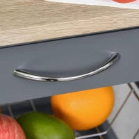 Carrello da Servizio con Cestino e 2 Vassoi Rimovibili, Cassetto e Mensola, in Legno, Rovere Chiaro