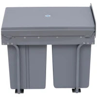 Pattumiera Estraibile da 40L con 3 Contenitori per Raccolta Differenziata, 48x34.2x41.8 cm, Grigio