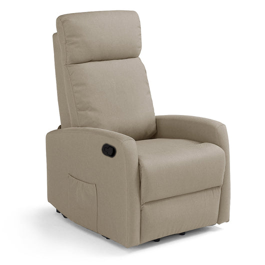 Poltrona relax manuale Seattle per anziani con poggiapiedi, sistema reclinazione, dimensioni contenute ideale per piccoli spazi, rivestimento in tessuto antimacchia idrorepellente, colore Corda