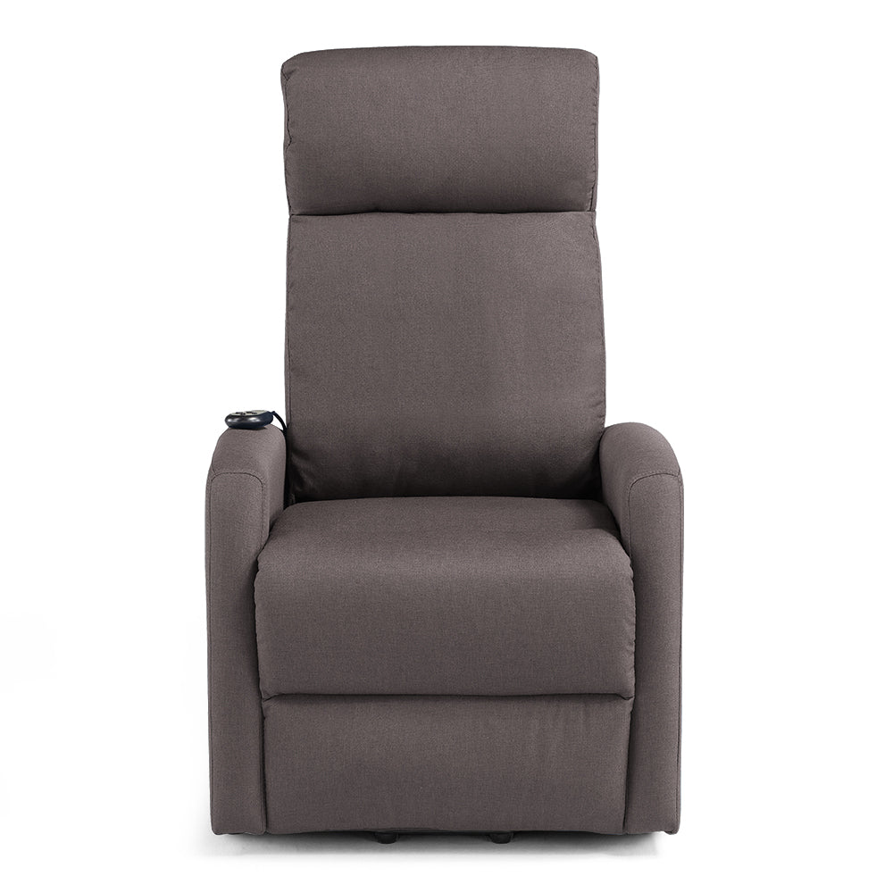 Poltrona relax manuale Seattle per anziani con poggiapiedi, sistema reclinazione, dimensioni contenute ideale per piccoli spazi, rivestimento in tessuto antimacchia idrorepellente, colore Fango