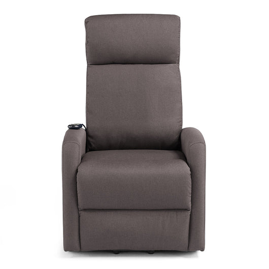 Poltrona relax manuale Seattle per anziani con poggiapiedi, sistema reclinazione, dimensioni contenute ideale per piccoli spazi, rivestimento in tessuto antimacchia idrorepellente, colore Fango