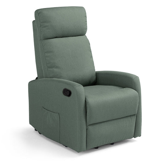Poltrona relax manuale Seattle per anziani con poggiapiedi, sistema reclinazione, dimensioni contenute ideale per piccoli spazi, rivestimento in tessuto antimacchia idrorepellente, colore Verde Foresta