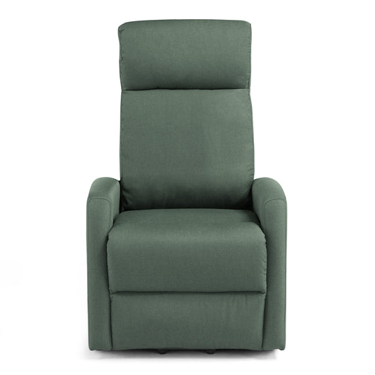 Poltrona relax manuale Seattle per anziani con poggiapiedi, sistema reclinazione, dimensioni contenute ideale per piccoli spazi, rivestimento in tessuto antimacchia idrorepellente, colore Verde Foresta