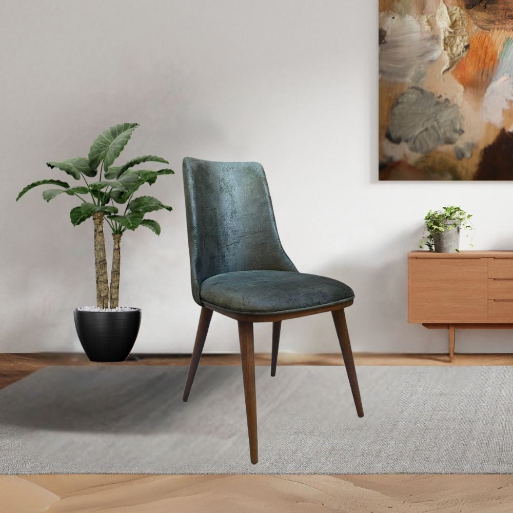 Sedia Diana vellutino verde oliva e gambe noce set 2 pezzi