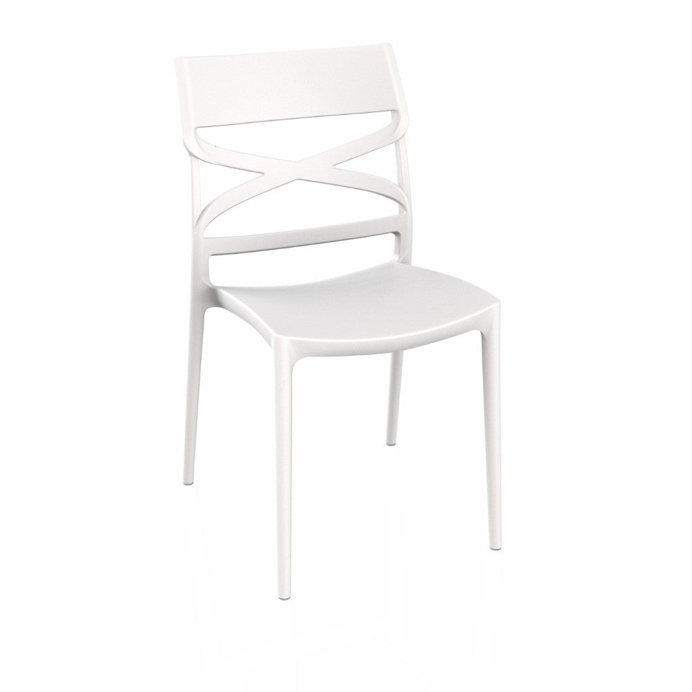 Sedia Flow in polipropilene rinforzata con fibra di vetro colore bianco