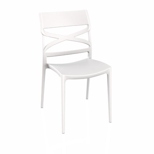 Sedia Flow in polipropilene rinforzata con fibra di vetro colore bianco