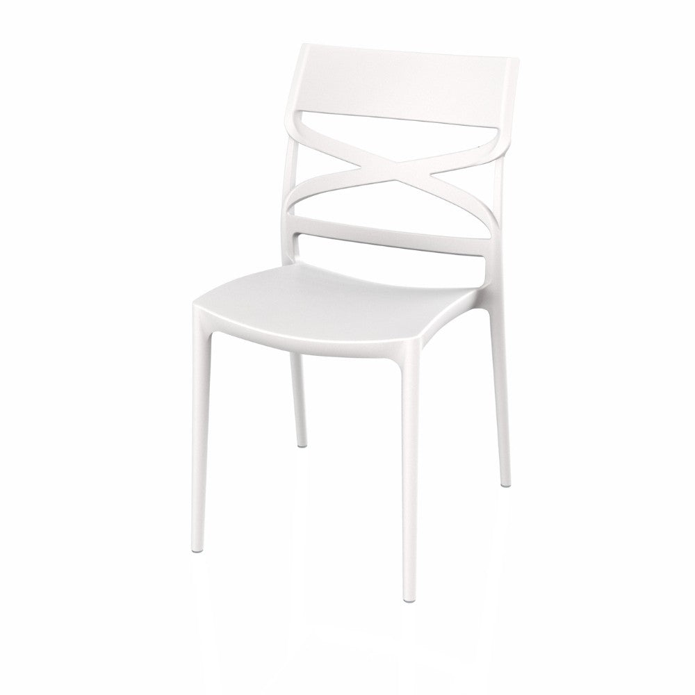 Sedia Flow in polipropilene rinforzata con fibra di vetro colore bianco