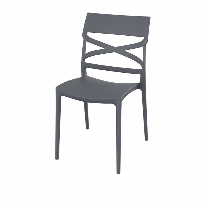 Sedia Flow in polipropilene rinforzata con fibra di vetro colore grigio metal