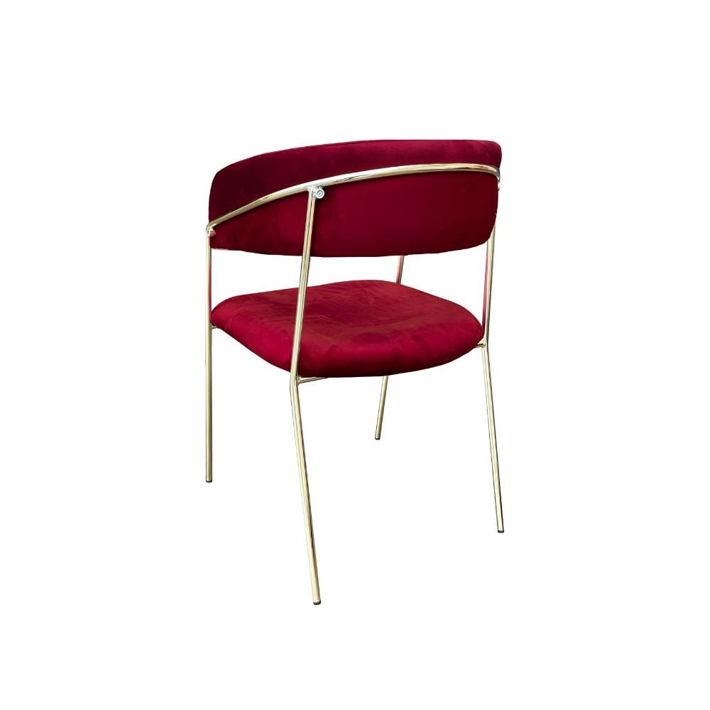 Sedia Key tessuto rosso scuro e struttura oro