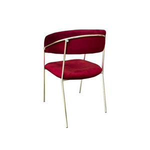 Sedia Key tessuto rosso scuro e struttura oro