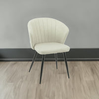 Sedia Krid tessuto beige e piedi metallo nero