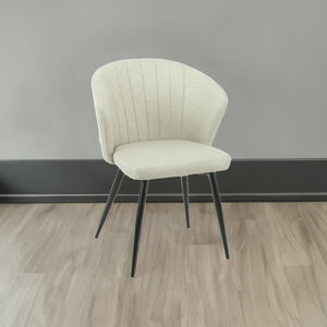 Sedia Krid tessuto beige e piedi metallo nero