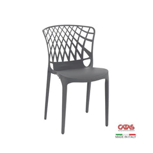 Sedia Logan polipropilene grigio metal schienale avvolgente traforato