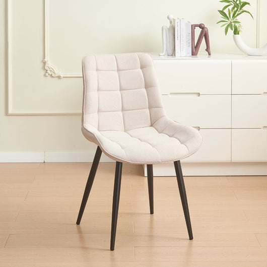 Sedia Mika con seduta in tessuto KSR 2 beige e struttura in metallo nero