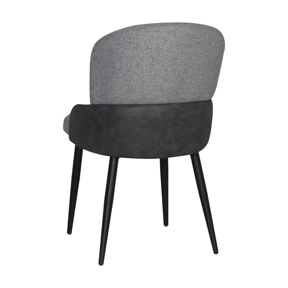 Sedia Simo in tessuto Nordic 16 grigio chiaro con dettaglio posteriore in nabuk Uras 10 antracite e gambe in metallo nere