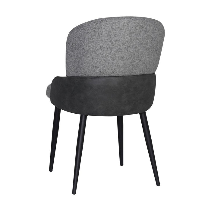 Sedia Simo in tessuto Nordic 16 grigio chiaro con dettaglio posteriore in nabuk Uras 10 antracite e gambe in metallo nere