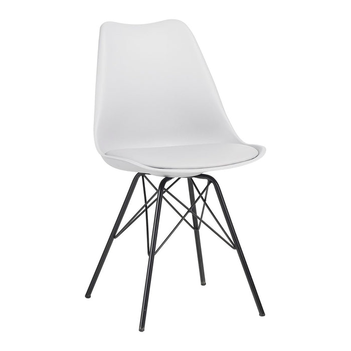 Sedia Stoccolma in polipropilene bianca piedi in metallo nero