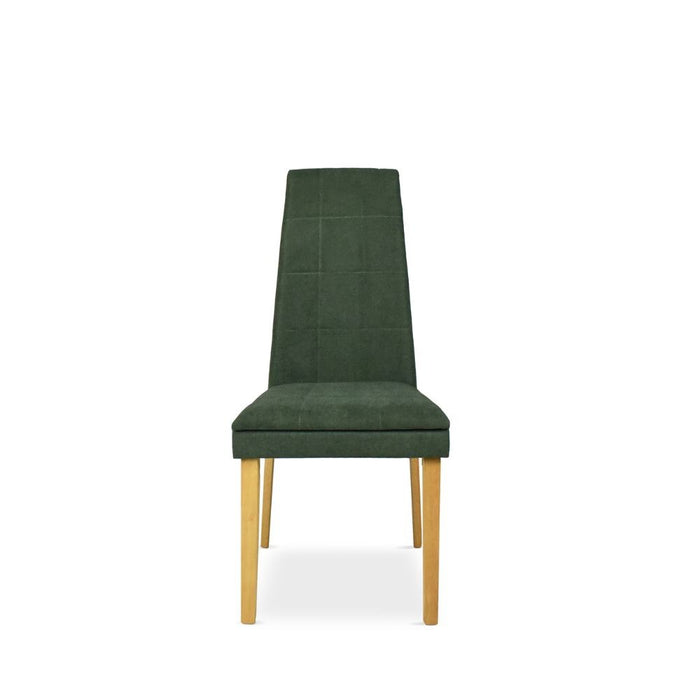 Sedia Tim in legno colore rovere e seduta in tessuto verde