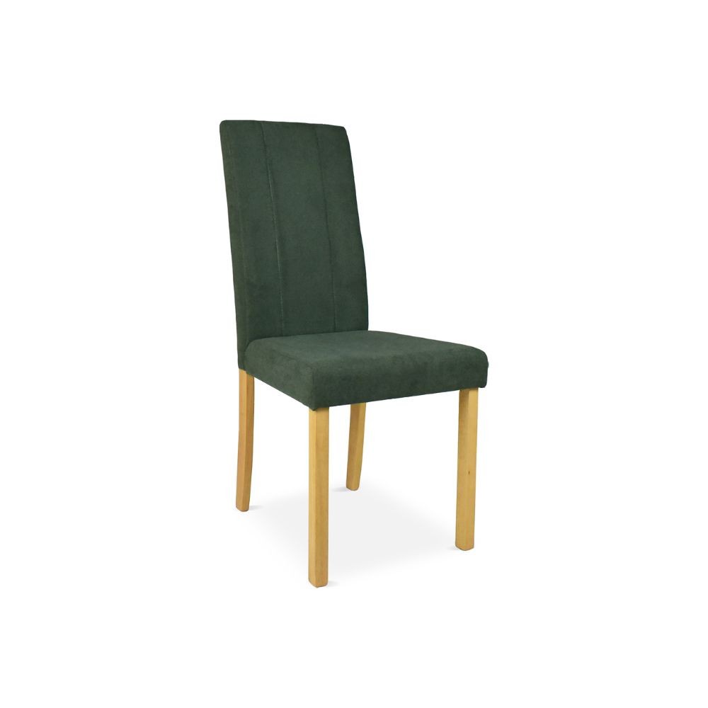 Sedia Tom in legno colore rovere con seduta in tessuto colore verde