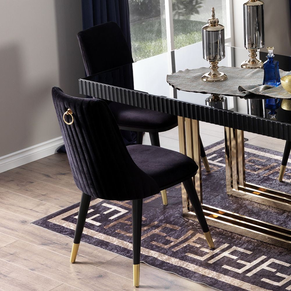 Sedia da pranzo Akustik Simphony velluto nero