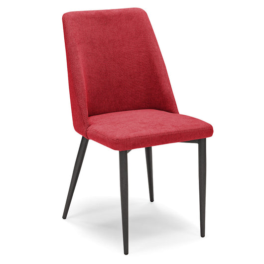 Sedia imbottita per sala da pranzo ALEXIA, 100% MADE IN ITALY, design moderno, rivestimento in tessuto morbido idrorepellente colore Bordeaux, gambe coniche robuste in metallo