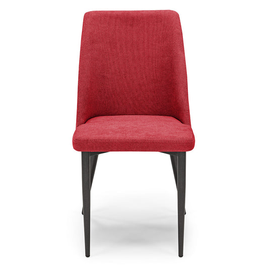 Sedia imbottita per sala da pranzo ALEXIA, 100% MADE IN ITALY, design moderno, rivestimento in tessuto morbido idrorepellente colore Bordeaux, gambe coniche robuste in metallo