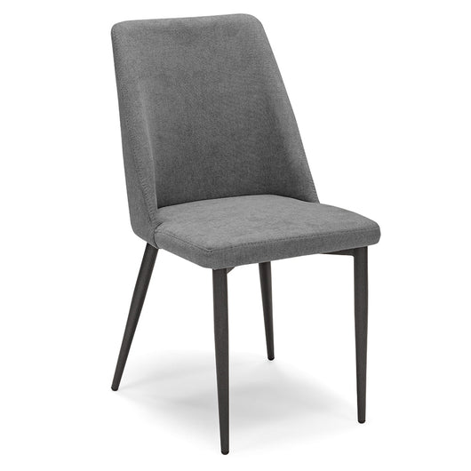 Set 6 sedie imbottite per sala da pranzo ALEXIA, 100% MADE IN ITALY, design moderno, rivestimento in tessuto morbido idrorepellente colore Grigio, gambe coniche robuste in metallo