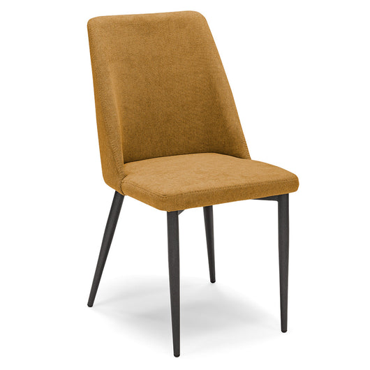 Set 4 sedie imbottite per sala da pranzo ALEXIA, 100% MADE IN ITALY, design moderno, rivestimento in tessuto morbido idrorepellente colore Mango, gambe coniche robuste in metallo