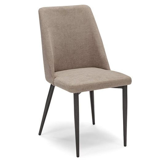 Set 2 sedie imbottite per sala da pranzo ALEXIA, 100% MADE IN ITALY, design moderno, rivestimento in tessuto morbido idrorepellente colore Tortora, gambe coniche robuste in metallo