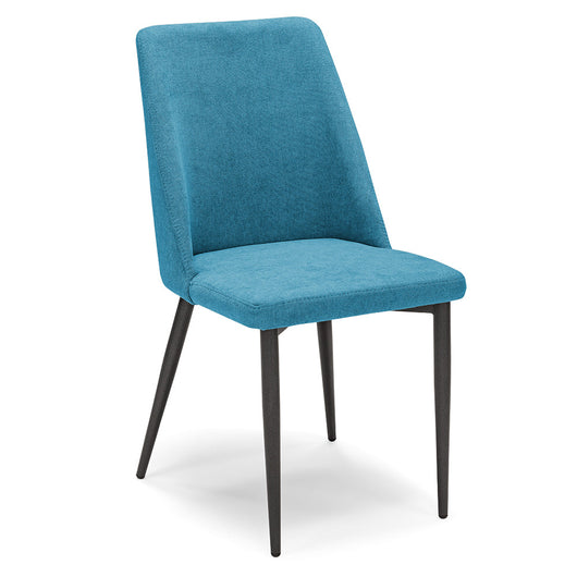 Set 6 sedie imbottite per sala da pranzo ALEXIA, 100% MADE IN ITALY, design moderno, rivestimento in tessuto morbido idrorepellente colore Turchese, gambe coniche robuste in metallo