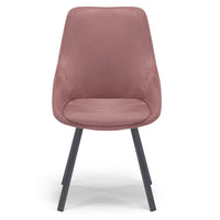 Set 6 sedie imbottita per sala da pranzo ASIA, design moderno, gambe in metallo finitura antracite, rivestimento in tessuto idrorepellente effetto scamosciato colore Ambra