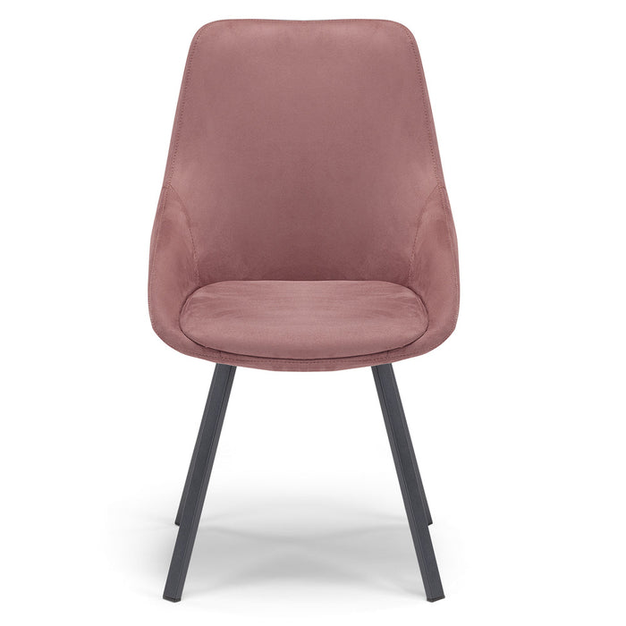 Set 6 sedie imbottita per sala da pranzo ASIA, design moderno, gambe in metallo finitura antracite, rivestimento in tessuto idrorepellente effetto scamosciato colore Ambra