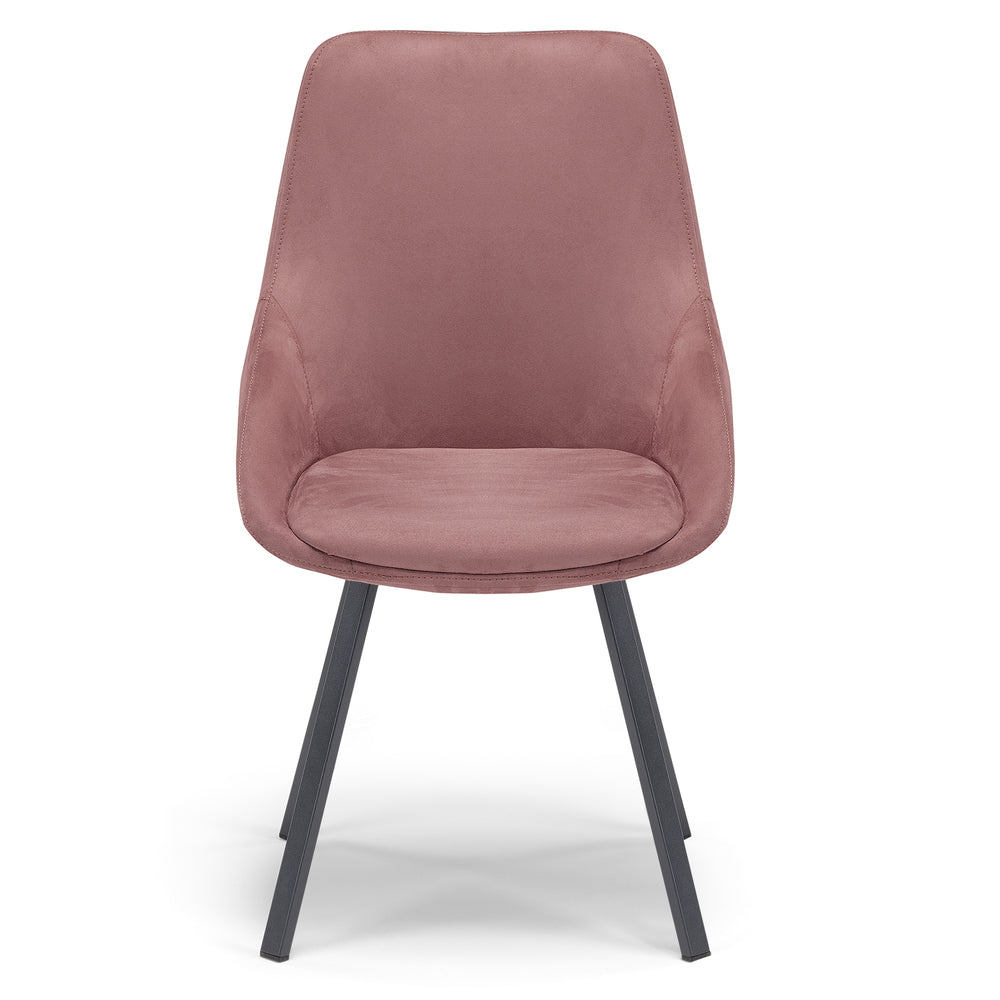 Sedia imbottita per sala da pranzo ASIA, design moderno, gambe in metallo finitura antracite, rivestimento in tessuto idrorepellente effetto scamosciato colore Ambra