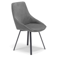 Sedia imbottita per sala da pranzo ASIA, design moderno, gambe in metallo finitura antracite, rivestimento in tessuto idrorepellente effetto scamosciato colore Grigio Fumo