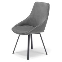 Sedia imbottita per sala da pranzo ASIA, design moderno, gambe in metallo finitura antracite, rivestimento in tessuto idrorepellente effetto scamosciato colore Grigio Fumo