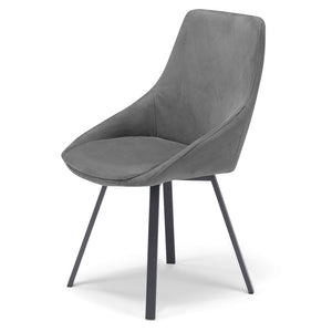 Set 2 sedie imbottita per sala da pranzo ASIA, design moderno, gambe in metallo finitura antracite, rivestimento in tessuto idrorepellente effetto scamosciato colore Grigio Fumo