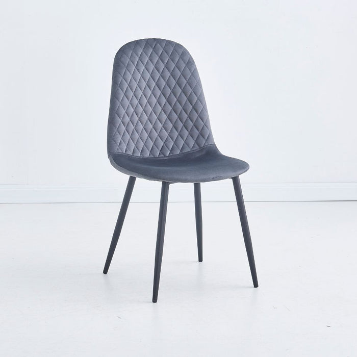 Sedia imbottita Bretta in vellutino colore grigio e gambe nere