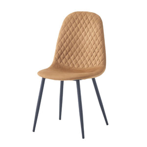 Sedia imbottita Bretta in vellutino colore mostarda e gambe nere