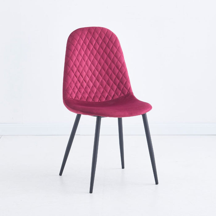 Sedia imbottita Bretta in vellutino colore rosso e gambe nere