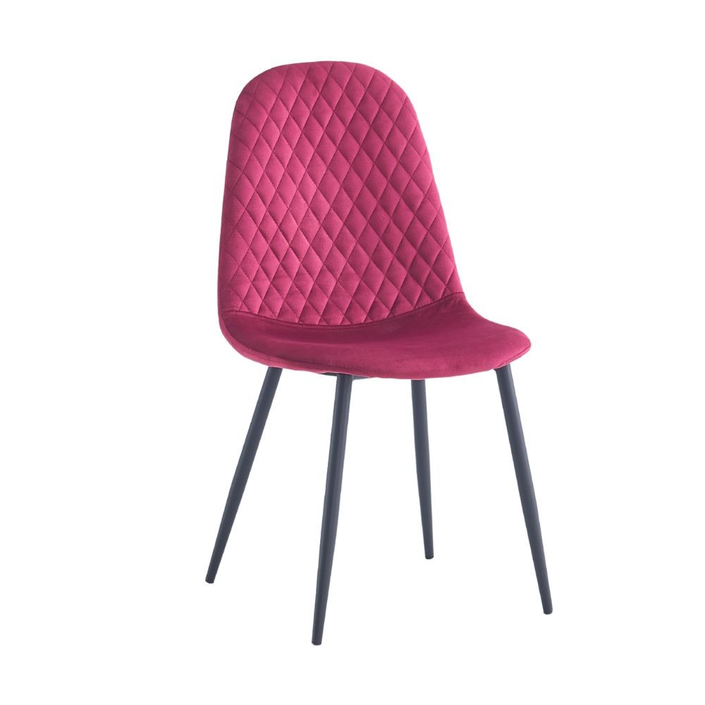 Sedia imbottita Bretta in vellutino colore rosso e gambe nere