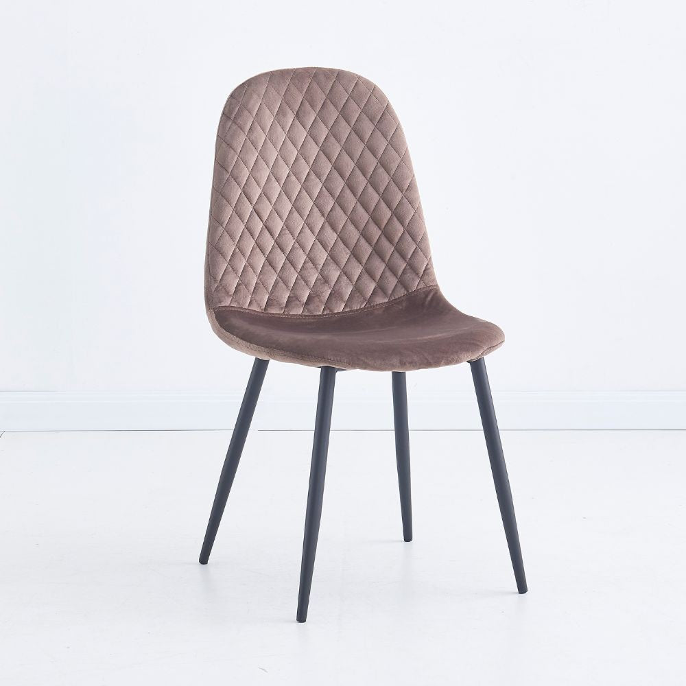 Sedia imbottita Bretta in vellutino colore taupe e gambe nere