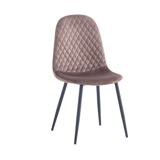 Sedia imbottita Bretta in vellutino colore taupe e gambe nere