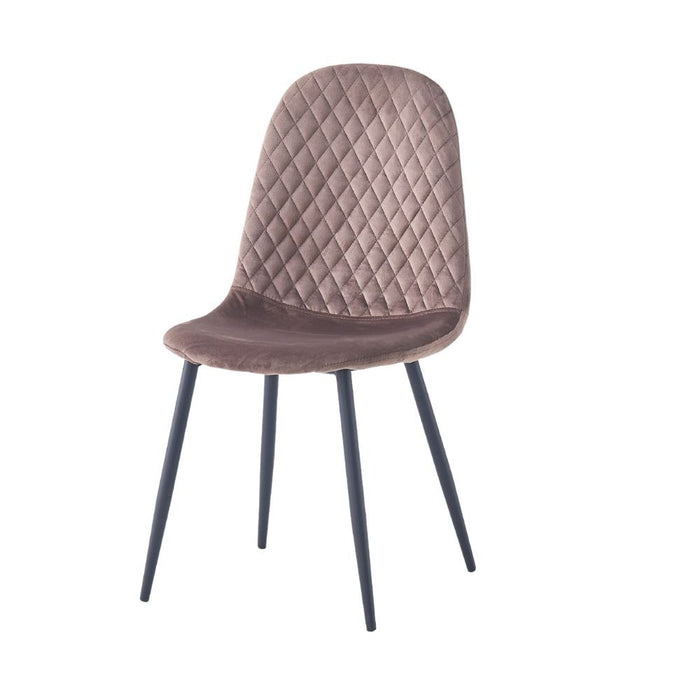 Sedia imbottita Bretta in vellutino colore taupe e gambe nere